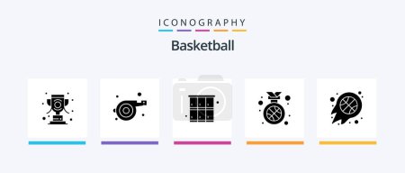 Illustration for Basketball Glyph 5 Icon Pack Including fire. ball. locker. position. medal. Creative Icons Design - Royalty Free Image