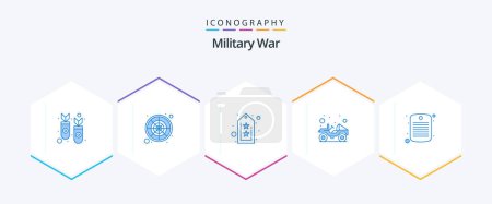 Illustration for Military War 25 Blue icon pack including military. vehicle. army. transport. jeep - Royalty Free Image