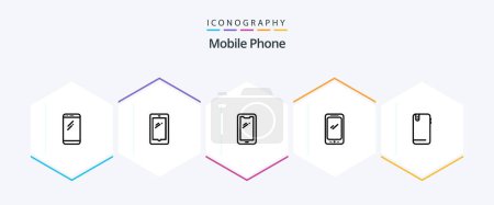 Illustration for Mobile Phone 25 Line icon pack including . android. - Royalty Free Image