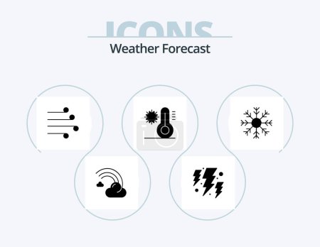 Téléchargez les illustrations : Weather Glyph Icon Pack 5 Icon Design. temperature. flake. weather. climate. weather - en licence libre de droit