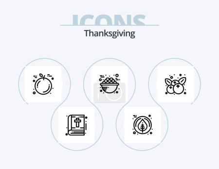 Illustration for Thanksgiving Line Icon Pack 5 Icon Design. food. light. leaf. candle. pear - Royalty Free Image