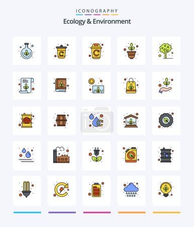 Téléchargez les illustrations : Creative Ecology And Environment 25 Line FIlled icon pack  Such As leaf. tree. nature. summer. nature - en licence libre de droit
