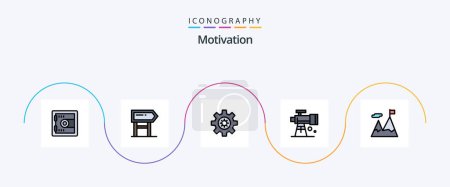 Illustration for Motivation Line Filled Flat 5 Icon Pack Including motivation. business. setting. accomplished. space - Royalty Free Image