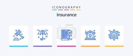 Illustration for Insurance Blue 5 Icon Pack Including . gear insurance. paper. setting. security. Creative Icons Design - Royalty Free Image
