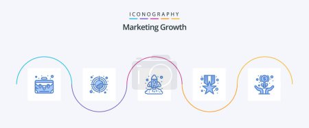 Ilustración de Marketing Growth Blue 5 Icon Pack Including . reward. business. medal. startup - Imagen libre de derechos