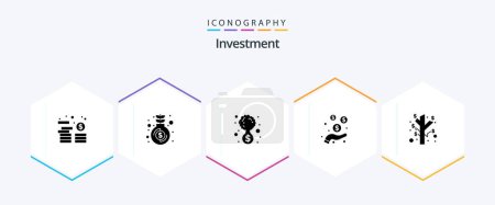 Téléchargez les illustrations : Investment 25 Glyph icon pack including investment. protection. business. money. dollar - en licence libre de droit