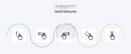 Téléchargez les illustrations : Hand Gestures Line 5 Icon Pack Including ups. fingers. fingers. move. up - en licence libre de droit