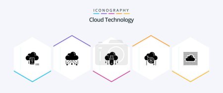 Téléchargez les illustrations : Cloud Technology 25 Glyph icon pack including dollar. cloud. network. store. online - en licence libre de droit
