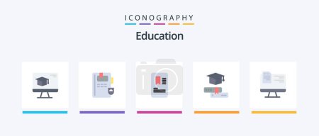 Illustration for Education Flat 5 Icon Pack Including online. file. tag. computer. education. Creative Icons Design - Royalty Free Image