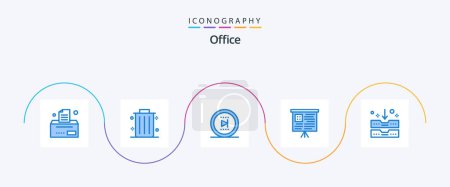Illustration for Office Blue 5 Icon Pack Including . office. online. drawer. archive - Royalty Free Image