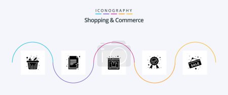 Ilustración de Shopping And Commerce Glyph 5 Icon Pack Including sale label. hanging board. online product. quality badge. badge - Imagen libre de derechos