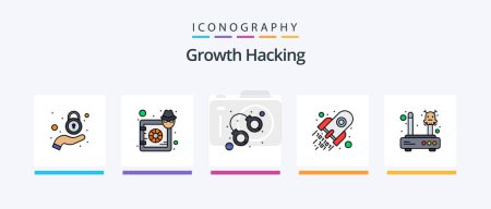 Illustration for Hacking Line Filled 5 Icon Pack Including code. security. jail. protection. storage. Creative Icons Design - Royalty Free Image