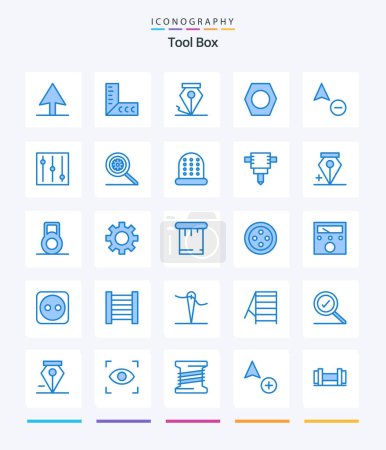 Ilustración de Creative Tools 25 Blue icon pack  Such As sewing. options. bolt. control. cursor - Imagen libre de derechos