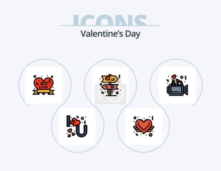 Ilustración de Valentines Day Line Filled Icon Pack 5 Icon Design. dating. memory. love sign. love. special - Imagen libre de derechos
