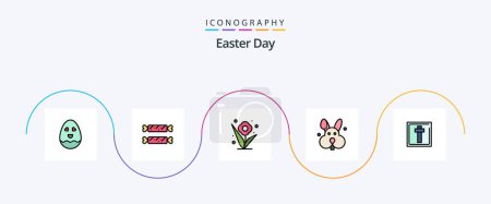 Illustration for Easter Line Filled Flat 5 Icon Pack Including sign. easter. plant. corss. easter - Royalty Free Image