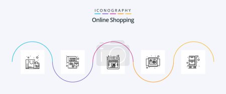 Téléchargez les illustrations : Online Shopping Line 5 Icon Pack Including shopping. product. online. ecommerce. camera - en licence libre de droit
