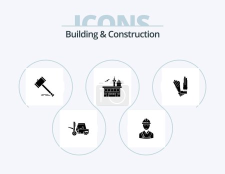 Illustration for Building And Construction Glyph Icon Pack 5 Icon Design. conveyance. legal. repair. law. gavel - Royalty Free Image