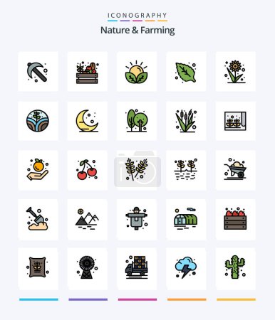 Illustration for Creative Nature And Farming 25 Line FIlled icon pack  Such As flower. leaf. agriculture. green. garden - Royalty Free Image