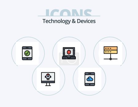 Ilustración de Devices Line Filled Icon Pack 5 Icon Design. . technology. video. radio. devices - Imagen libre de derechos