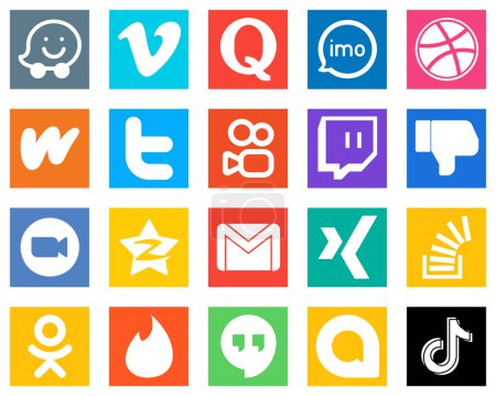 Illustration for 20 Social Media Icons for Every Platform such as facebook; twitch; kuaishou and twitter icons. Eye catching and high definition - Royalty Free Image