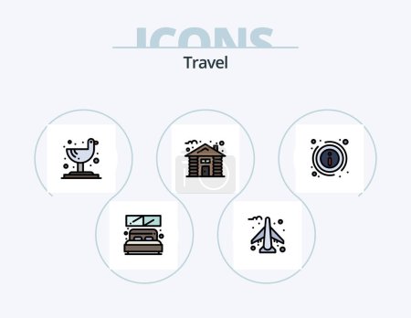 Ilustración de Travel Line Filled Icon Pack 5 Icon Design. infrastructure. city. transport. business. case - Imagen libre de derechos
