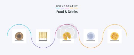 Téléchargez les illustrations : Food and Drinks Flat 5 Icon Pack Including . pizza. pizza. fast food. meal - en licence libre de droit