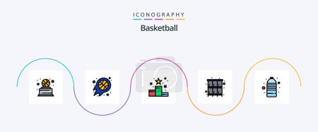 Téléchargez les illustrations : Basketball Line Filled Flat 5 Icon Pack Including sport. locker. sport. cabinet. ranking - en licence libre de droit