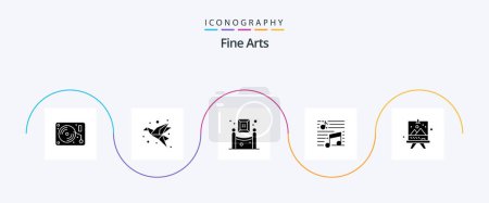 Illustration for Fine Arts Glyph 5 Icon Pack Including sound. note. paper. musical. painting - Royalty Free Image