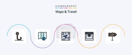 Illustration for Maps and Travel Line Filled Flat 5 Icon Pack Including . route. pointer. direction - Royalty Free Image
