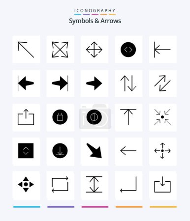 Téléchargez les illustrations : Creative Symbols & Arrows 25 Glyph Solid Black icon pack  Such As finish. arrow. transform. start. arrow - en licence libre de droit