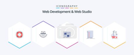 Illustration for Web Development And Web Studio 25 Flat icon pack including checklist. structure. text. frame - Royalty Free Image