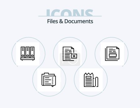 Téléchargez les illustrations : Files And Documents Line Icon Pack 5 Icon Design. newsletter. media. id. file. data - en licence libre de droit