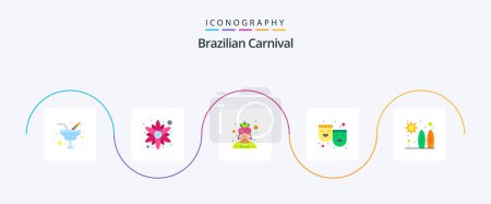 Illustration for Brazilian Carnival Flat 5 Icon Pack Including surf. beach. avatar. happy sad. roles - Royalty Free Image
