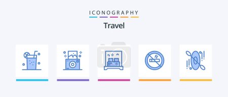Illustration for Travel Blue 5 Icon Pack Including . hotel. hotel. canoe. summer. Creative Icons Design - Royalty Free Image