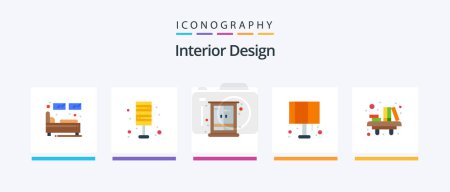 Illustration for Interior Design Flat 5 Icon Pack Including lighting. lamp. lamp. home. interior. Creative Icons Design - Royalty Free Image