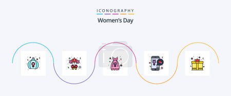 Illustration for Womens Day Line Filled Flat 5 Icon Pack Including lover. clothes. love. app - Royalty Free Image