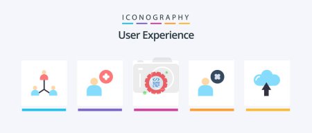 Téléchargez les illustrations : User Experience Flat 5 Icon Pack Including up. cloud. cog. user. delete user. Creative Icons Design - en licence libre de droit