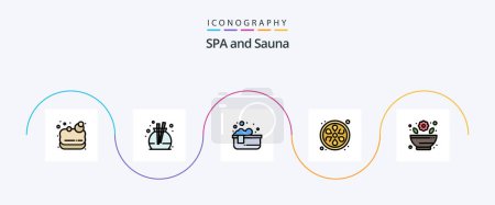 Illustration for Sauna Line Filled Flat 5 Icon Pack Including . rx. jacuzzi. pharmacy. lotus - Royalty Free Image