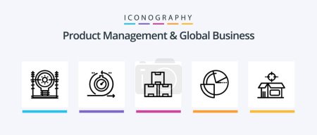 Téléchargez les illustrations : Product Managment And Global Business Line 5 Icon Pack Including performance. -management. generation. produc. implementation. Creative Icons Design - en licence libre de droit