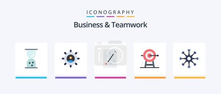 Illustration for Business And Teamwork Flat 5 Icon Pack Including goal. business. manager. strategy. plan. Creative Icons Design - Royalty Free Image