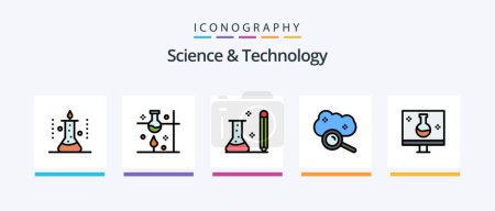 Téléchargez les illustrations : Science And Technology Line Filled 5 Icon Pack Including chemical laboratory. chemical analysis. intelligence. science lab. science. Creative Icons Design - en licence libre de droit