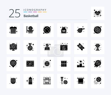 Illustration for Basketball 25 Solid Glyph icon pack including ball. sport. game. coach. shirt - Royalty Free Image