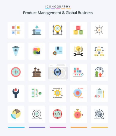 Illustration for Creative Product Managment And Global Business 25 Flat icon pack  Such As stock. industry stock. product. industry. generation - Royalty Free Image