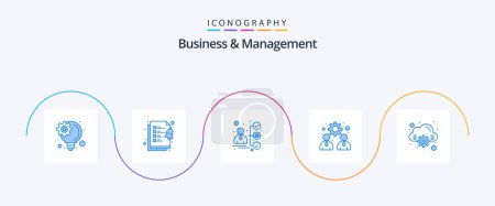 Ilustración de Business And Management Blue 5 Icon Pack Including . computing. portfolio. cloud. team - Imagen libre de derechos