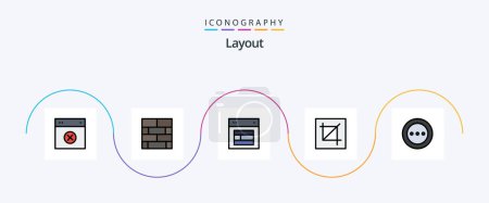 Téléchargez les illustrations : Layout Line Filled Flat 5 Icon Pack Including layout. design. strategy. crop. web - en licence libre de droit