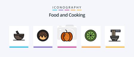 Téléchargez les illustrations : Food Line Filled 5 Icon Pack Including wrapper. food. cooking. candy. food. Creative Icons Design - en licence libre de droit