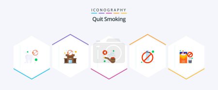 Ilustración de Quit Smoking 25 Flat icon pack including smoking. flame. hospital. fire. smoking - Imagen libre de derechos
