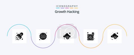 Ilustración de Hacking Glyph 5 Icon Pack Including lock. hacker. settings. deposit. internet - Imagen libre de derechos