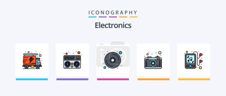 Illustration for Electronics Line Filled 5 Icon Pack Including . technology. device. laptop. light. Creative Icons Design - Royalty Free Image