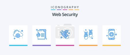 Illustration for Web Security Blue 5 Icon Pack Including data. virus. security. ddos. attack. Creative Icons Design - Royalty Free Image